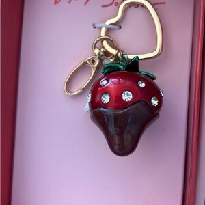 Betsey Johnson Chocolate Covered Strawberry with Gold Heart Clip